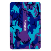 Camouflage Dark Blue und Lila Muster Name Magnet (Vertikal)