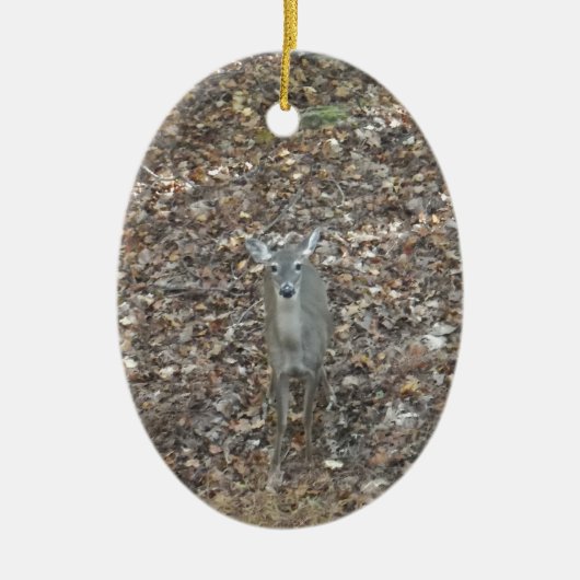 Camouflage Deer in Herbstlauben Keramikornament (Vorne)