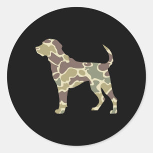 Camouflage der Alten Schule Jagd Hund Runder Aufkleber