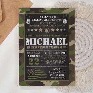 Camouflage der Armee zum Geburtstag Einladung