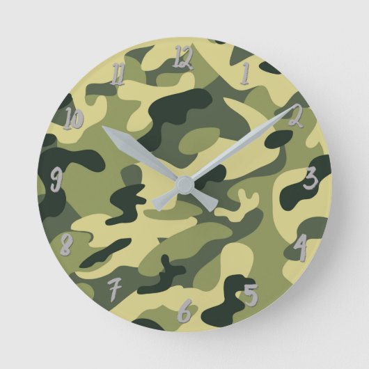 Camouflage der grünen Armee Camouflage Personalisi Runde Wanduhr (Vorderseite)
