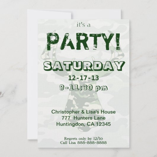 Camouflage der Hirschjagd Einladung (Rückseite)