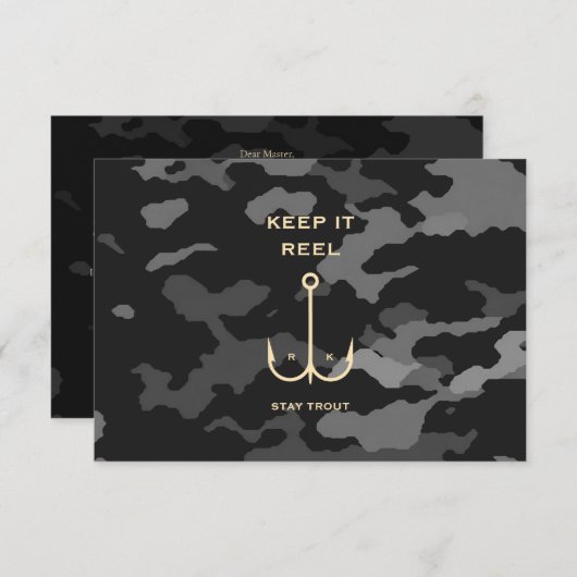 Camouflage des Funny Fishing Vatertags Dankeskarte (Vorne/Hinten)