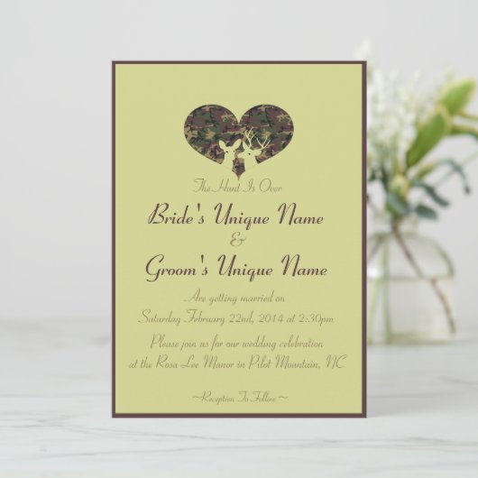 Camouflage des Hirschherzes Einladung (Stehend Vorderseite)