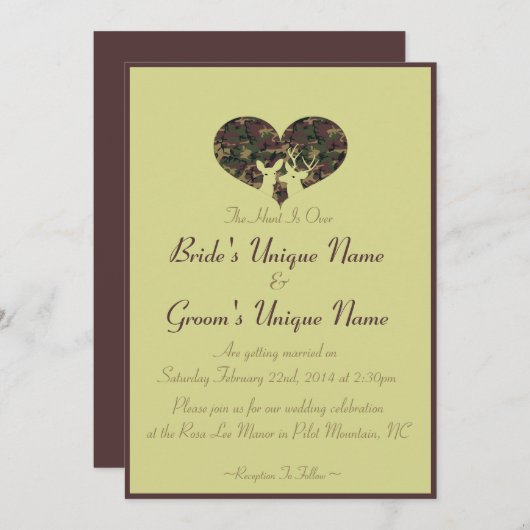Camouflage des Hirschherzes Einladung (Vorne/Hinten)