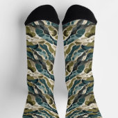 Camouflage-Design in Grüntöne und Beige Socken (Oben)