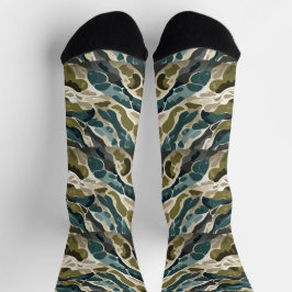 Camouflage-Design in Grüntöne und Beige Socken