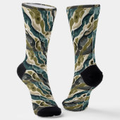 Camouflage-Design in Grüntöne und Beige Socken (Gewinkelt)