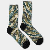 Camouflage-Design in Grüntöne und Beige Socken (Rechts)