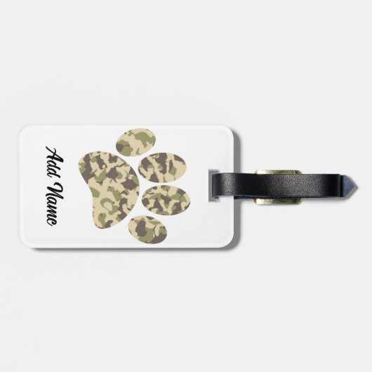 Camouflage Dog Paw Print Gepäckanhänger (Rückseite horizontal)