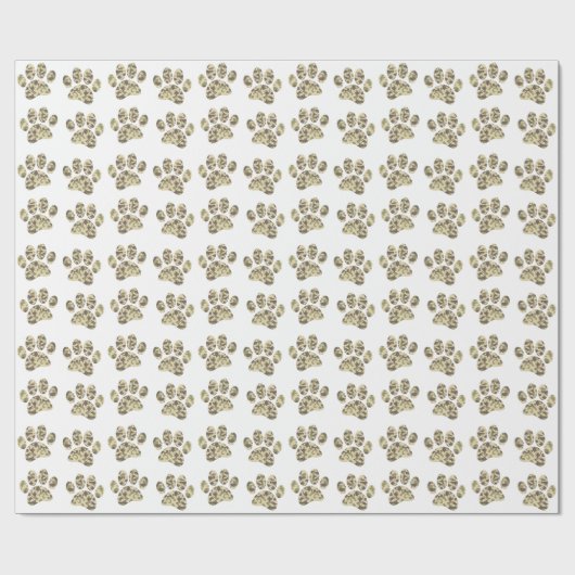 Camouflage Dog Paw Print Geschenkpapier (Flach)