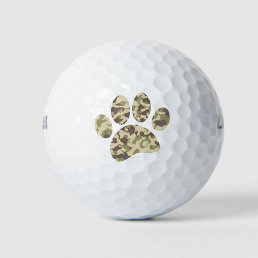 Camouflage Dog Paw Print Golfball (Vorderseite)