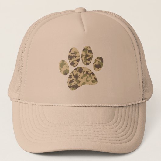 Camouflage Dog Paw Print Truckerkappe (Vorderseite)