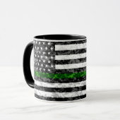 Camouflage-dünne grüne Linie Flagge Tasse (Vorderseite Links)