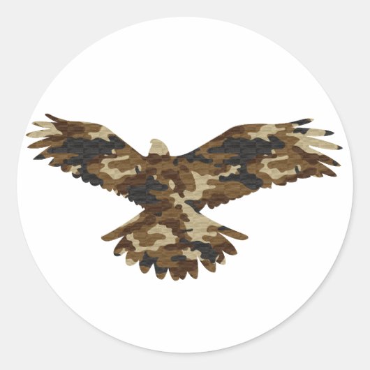Camouflage Eagle Silhouette Runder Aufkleber (Vorderseite)