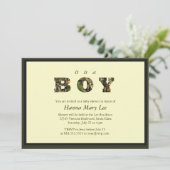 Camouflage Eine Kinderdusche lädt ein Einladung (Stehend Vorderseite)