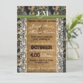 Camouflage Einladung mit Burlap & Lace (Stehend Vorderseite)