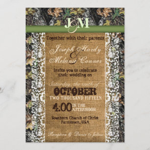 Camouflage Einladung mit Burlap & Lace
