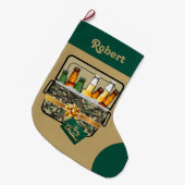 Camouflage Eis Brust mit Biere Frohe Weihnachten C Großer Weihnachtsstrumpf (Vorderansicht (hängend))