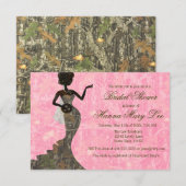 Camouflage Elegante Rosa Bridal Dusche Einladung (Vorne/Hinten)