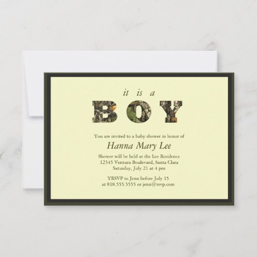 Camouflage Es ist eine Kinderdusche Einladung (Vorderseite)