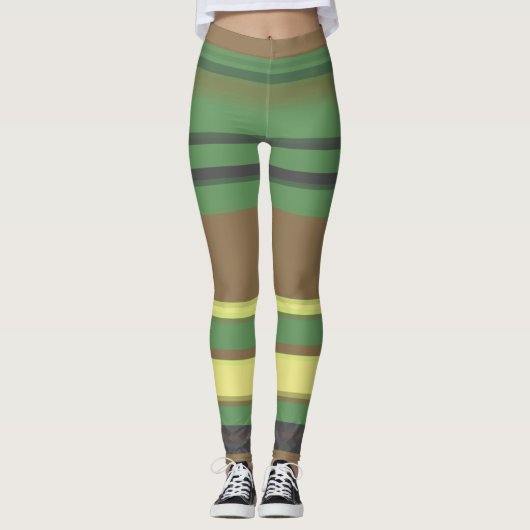 Camouflage Farbstreifen Muster Leggings (Vorderseite)