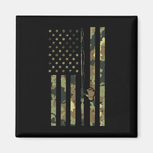 Camouflage Flag Fishing Rod Pole Vintag Patriotisc Magnet