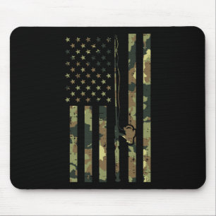 Camouflage Flag Fishing Rod Pole Vintag Patriotisc Mousepad