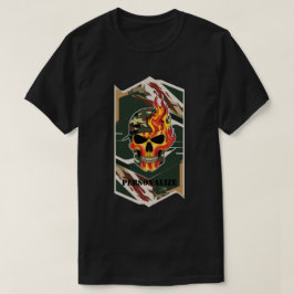Camouflage flaming Militäristischer Wald Black GI T-Shirt