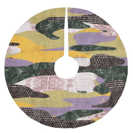 Camouflage Formen: Vivid Collage Montage. Polyester Weihnachtsbaumdecke (Vorderseite)