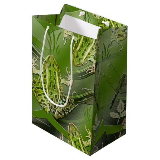 Camouflage-Frösche Mittlere Geschenktüte (Vorderseite Schrägansicht)