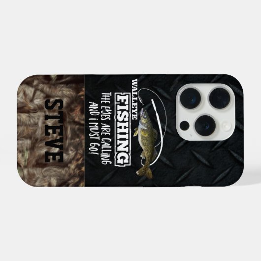 Camouflage Funny Walleye Fishing Zitat Name Angler iPhone Hülle (Rückseite (Horizontal))