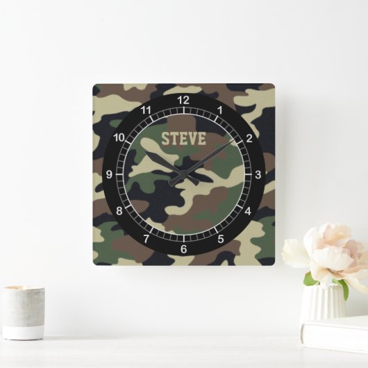 Camouflage für den benutzerdefinierten Wald Quadratische Wanduhr (Zuhause)