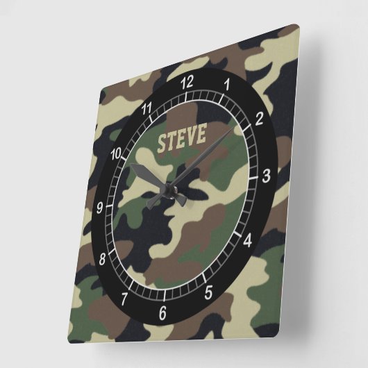 Camouflage für den benutzerdefinierten Wald Quadratische Wanduhr (Winkel)