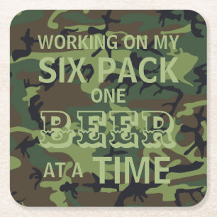 Camouflage für mein Sixpack Rechteckiger Pappuntersetzer
