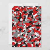 Camouflage Geburtstag, Party Red Black Camouflage Einladung (Rückseite)