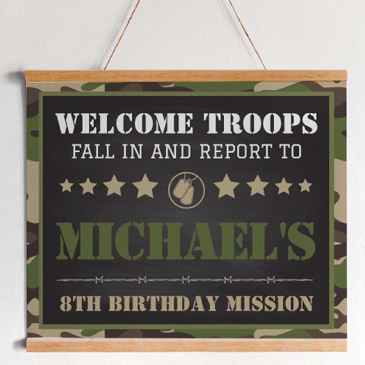 Camouflage Geburtstagsparty Willkommensunterschrif Poster