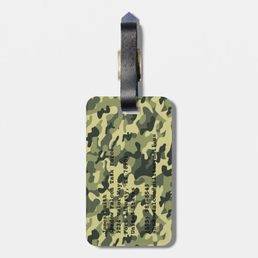 Camouflage Gepäckanhänger (Rückseite vertikal)