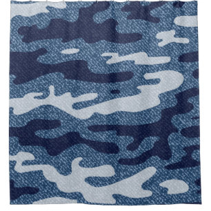 Camouflage Gepunktet Denim Jeans Pattern Duschvorhang
