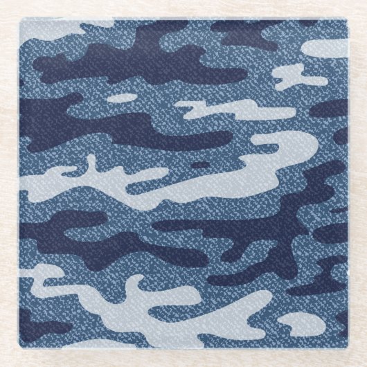 Camouflage Gepunktet Denim Jeans Pattern Glasuntersetzer (Vorderseite)