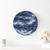 Camouflage Gepunktet Denim Jeans Pattern Große Wanduhr (Zuhause)