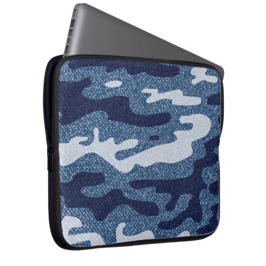 Camouflage Gepunktet Denim Jeans Pattern Laptopschutzhülle (Vorne Rechts)