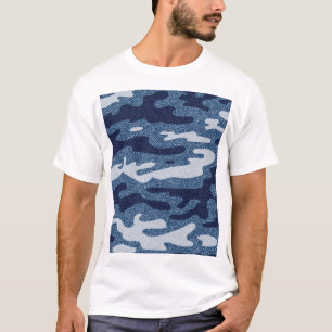 Camouflage Gepunktet Denim Jeans Pattern T-Shirt