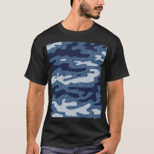 Camouflage Gepunktet Denim Jeans Pattern T-Shirt