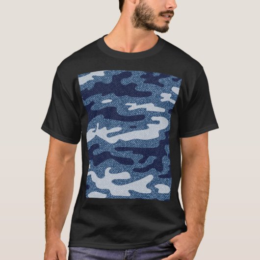 Camouflage Gepunktet Denim Jeans Pattern T-Shirt (Vorderseite)