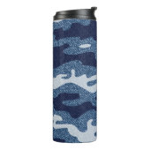 Camouflage Gepunktet Denim Jeans Pattern Thermosbecher (Nach links gedreht)
