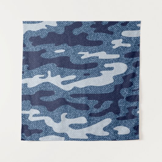 Camouflage Gepunktet Denim Jeans Pattern Wandteppich (Vorderseite)
