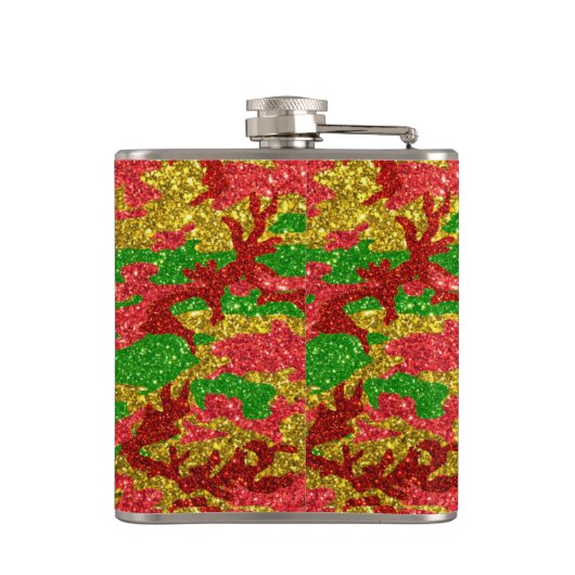 Camouflage Gold Xmas Muster Flachmann (Rückseite)