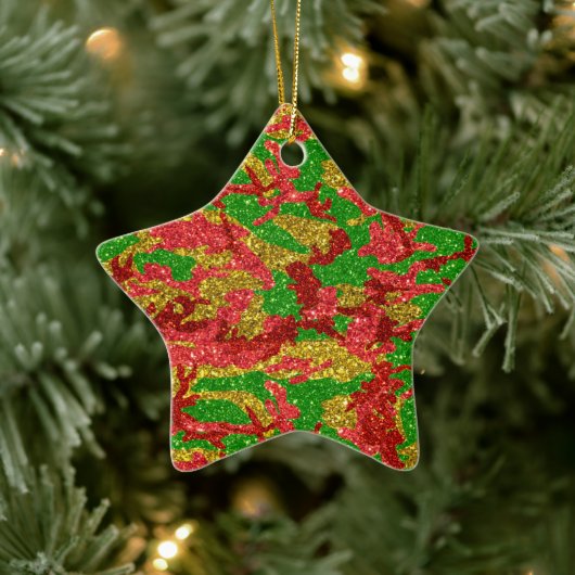 Camouflage Gold Xmas Muster Keramik Ornament (Baum)