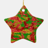 Camouflage Gold Xmas Muster Keramik Ornament (Vorne)